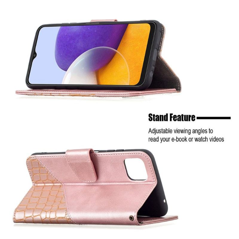 Flip Case Für Samsung Galaxy A22 5G Lederoptik In Kroko-optik