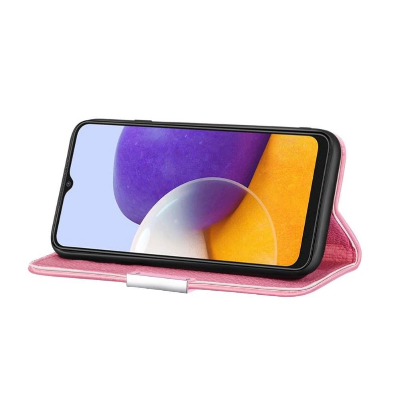 Flip Case Für Samsung Galaxy A22 5G Flip Case Überschlag Aus Genarbtem Kunstleder