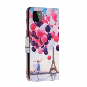 Lederhüllen Für Samsung Galaxy A22 5G Eiffelturm-ballonmädchen