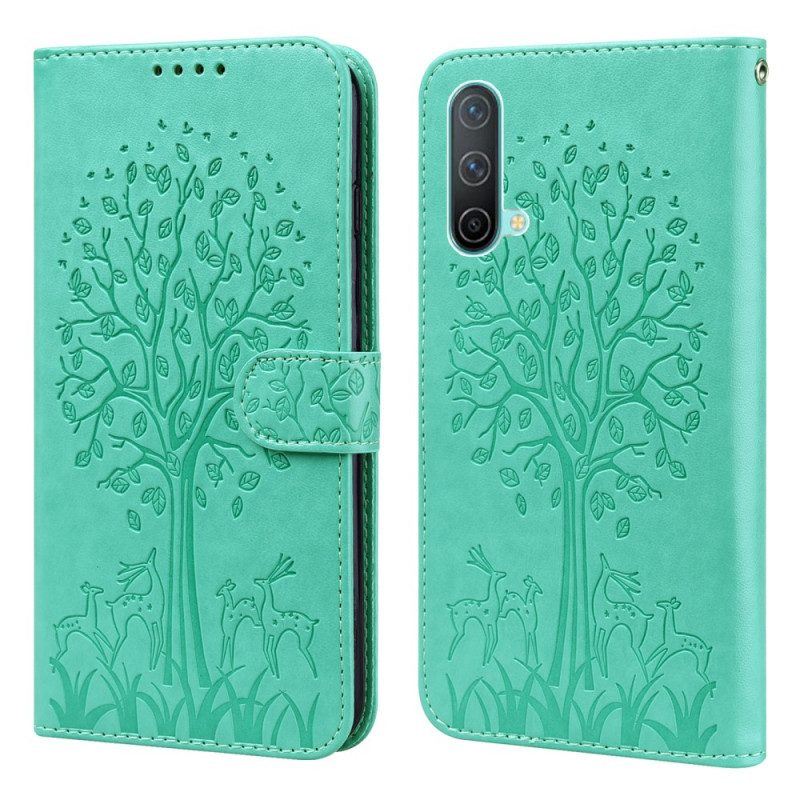 Flip Case Für OnePlus Nord CE 5G Baum Und Hirsch