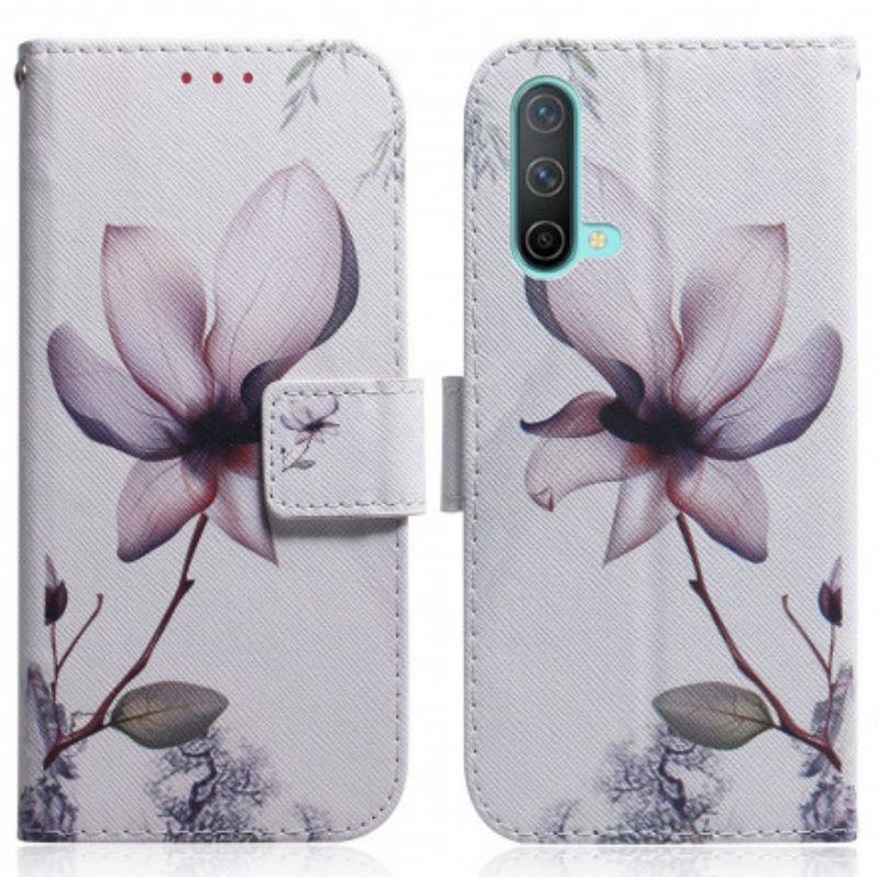 Flip Case Für OnePlus Nord CE 5G Blume Staubiges Rosa