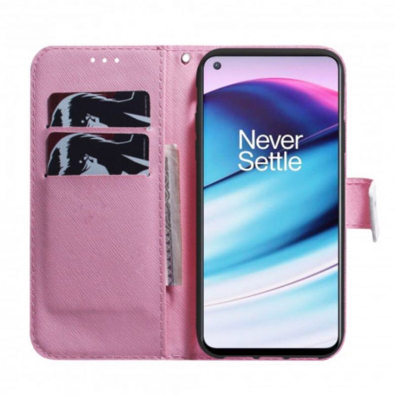 Flip Case Für OnePlus Nord CE 5G Blume Staubiges Rosa