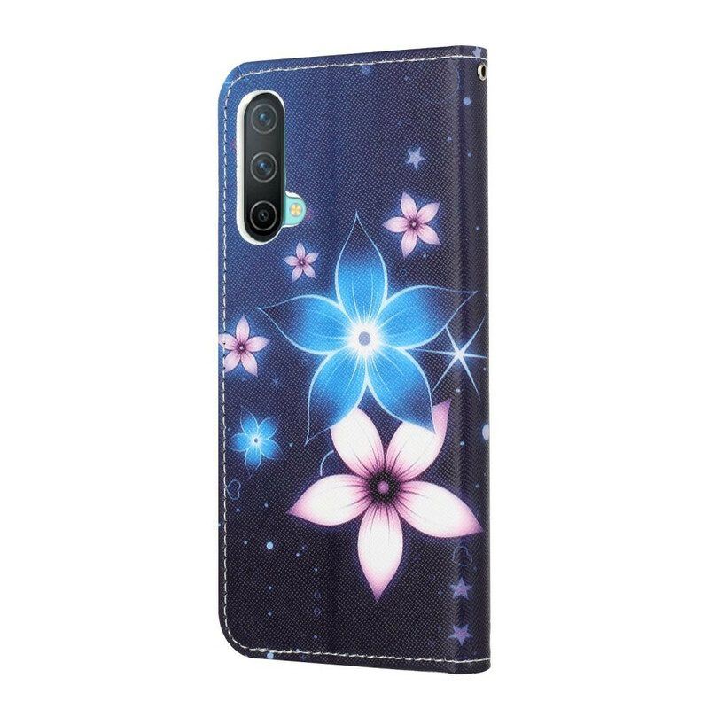 Flip Case Für OnePlus Nord CE 5G Mit Kordel Mondriemenblumen