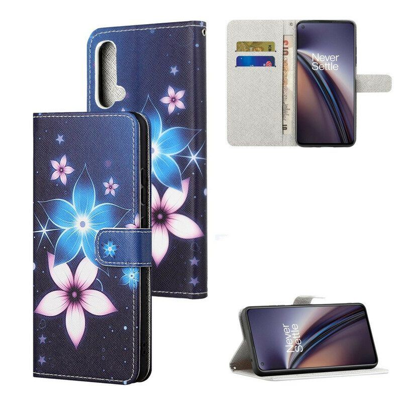 Flip Case Für OnePlus Nord CE 5G Mit Kordel Mondriemenblumen