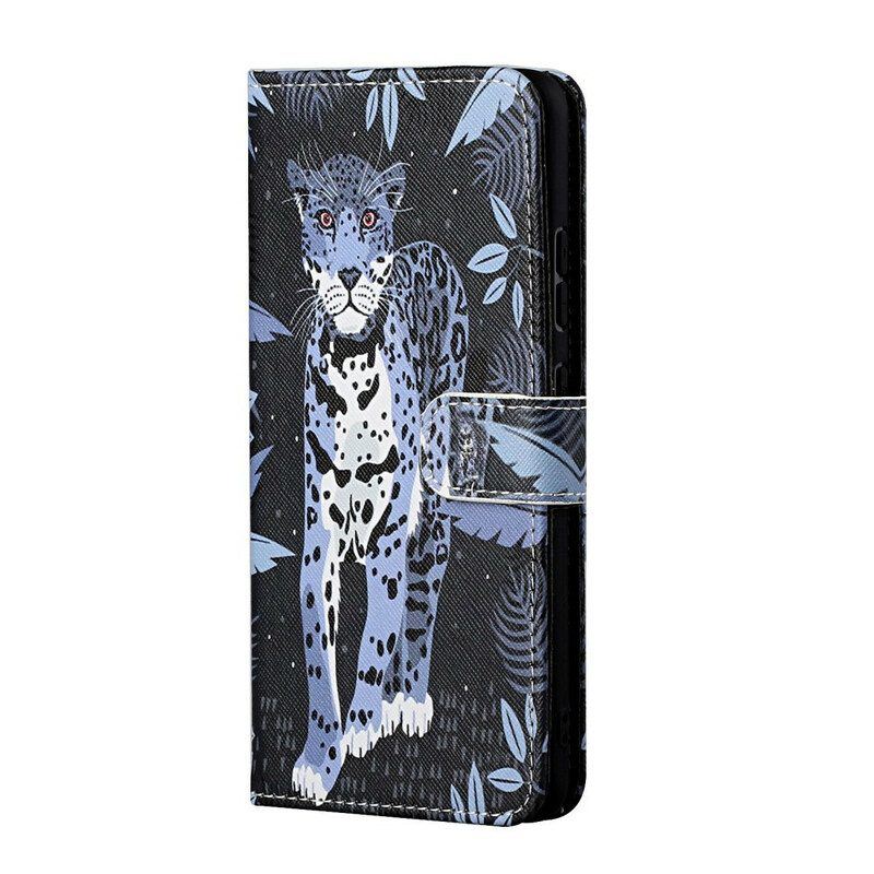 Flip Case Für OnePlus Nord CE 5G Mit Kordel Riemchen-leopard