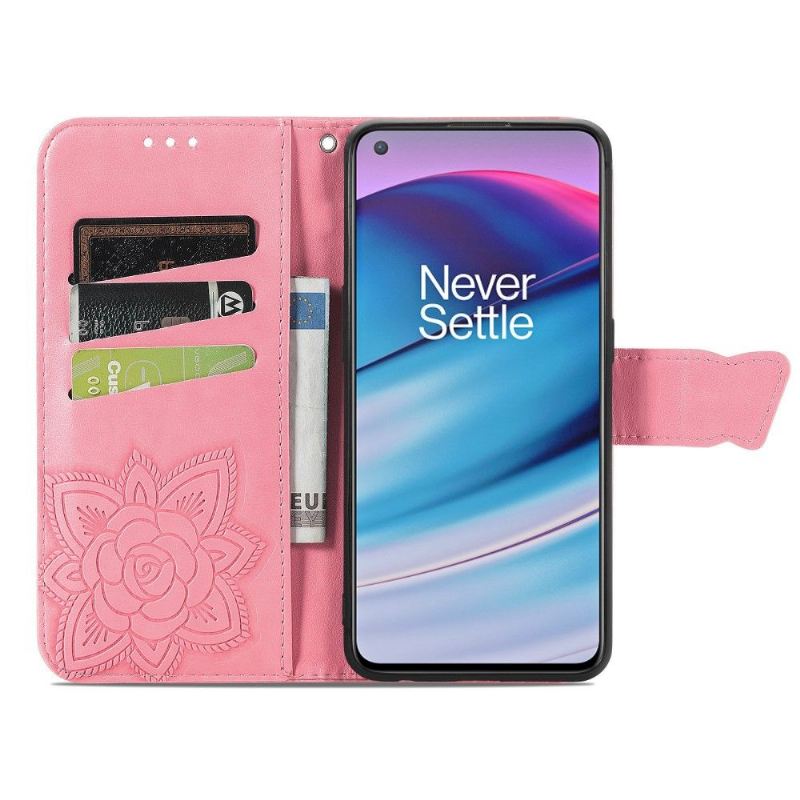 Flip Case Für OnePlus Nord CE 5G Reliefschmetterling