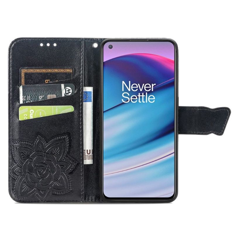 Flip Case Für OnePlus Nord CE 5G Reliefschmetterling