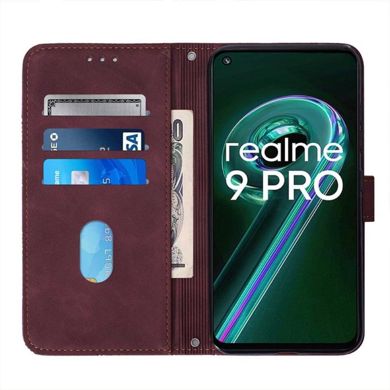 Lederhüllen Für Realme 9 Pro Plus Anti-Sturz Geometrisches Design In Lederoptik