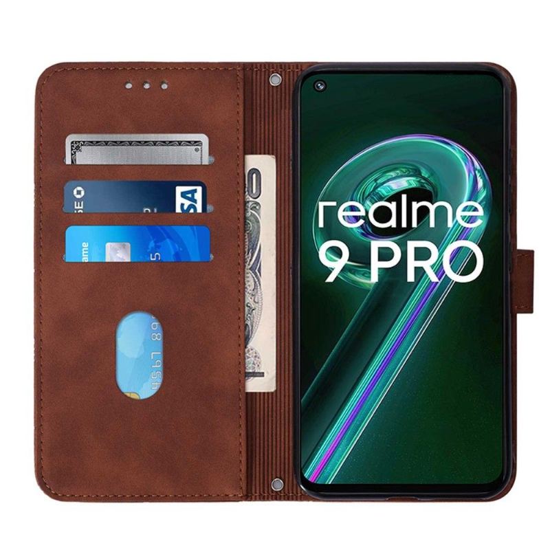 Lederhüllen Für Realme 9 Pro Plus Anti-Sturz Geometrisches Design In Lederoptik