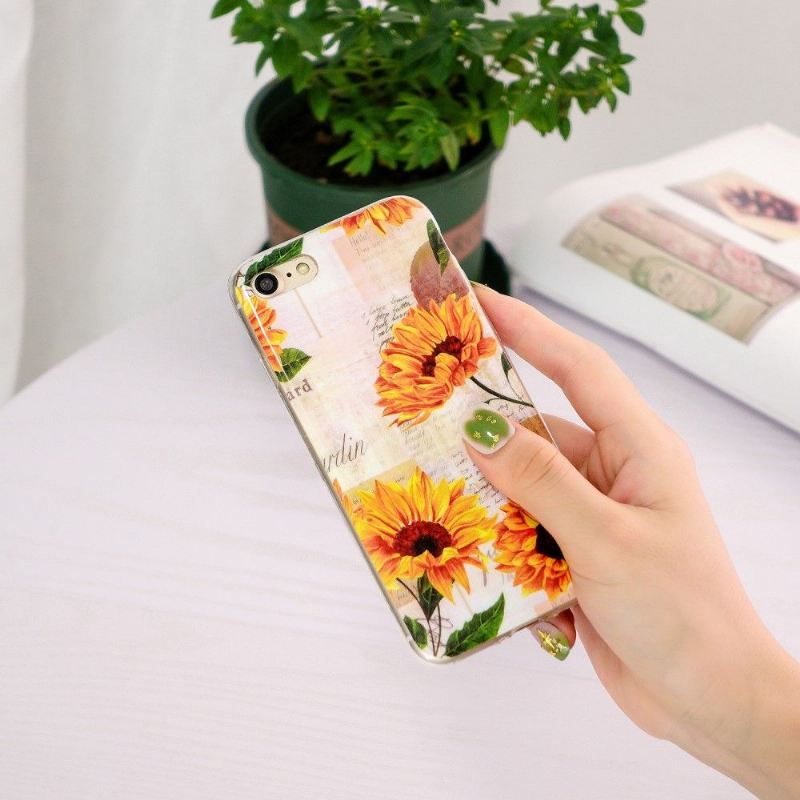 Hülle Für iPhone SE 2022 Anti-Sturz Vintage Sonnenblume Fluoreszierend