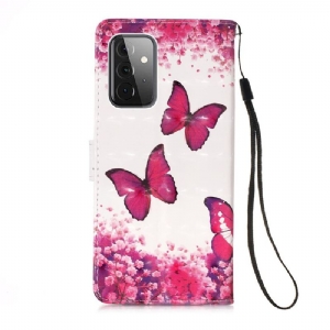 Flip Case Für Samsung Galaxy A72 4G / A72 5G Romantische Schmetterlinge