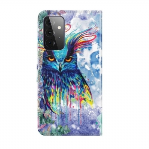 Lederhüllen Für Samsung Galaxy A72 4G / A72 5G Aquarell Eule