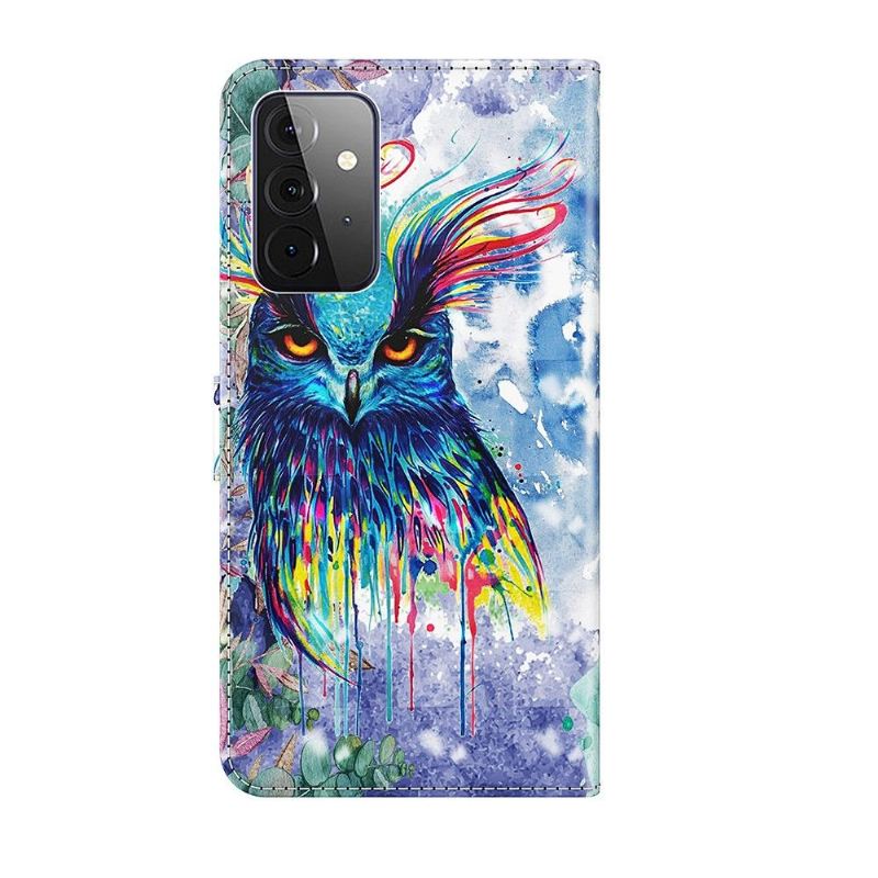 Lederhüllen Für Samsung Galaxy A72 4G / A72 5G Aquarell Eule