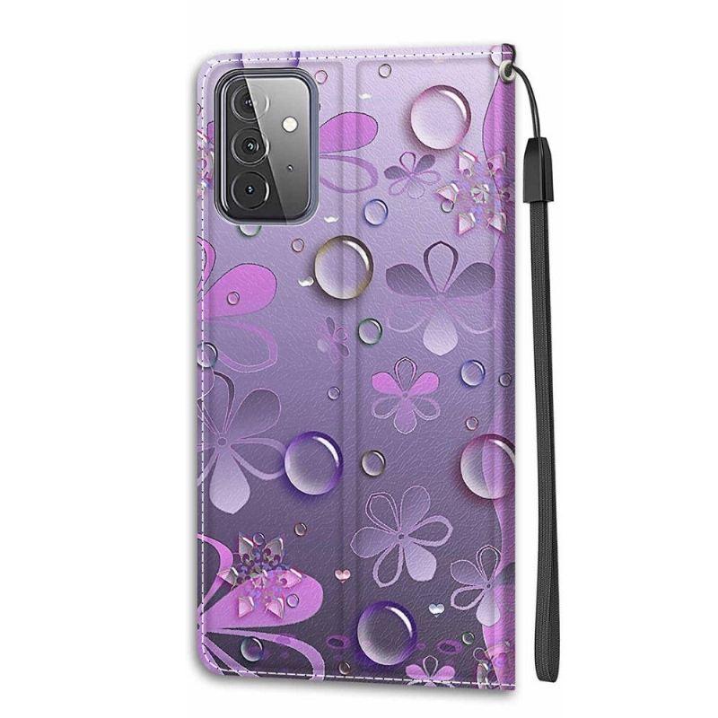 Lederhüllen Für Samsung Galaxy A72 4G / A72 5G Violette Blumenillustration