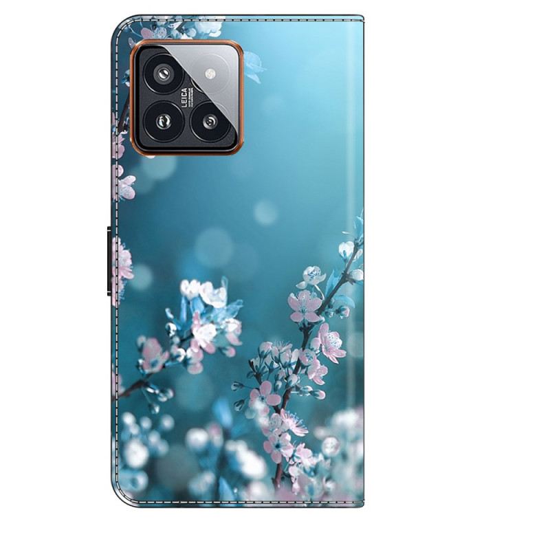 Lederhüllen Xiaomi 14 Pro Handyhülle Pflaumenblüten