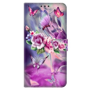 Lederhüllen Xiaomi 14 Pro Lila Schmetterlinge Und Blumen