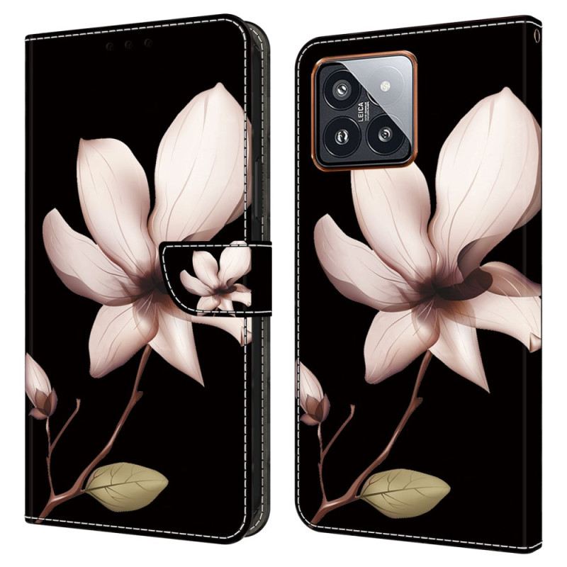 Lederhüllen Xiaomi 14 Pro Rosa Blume