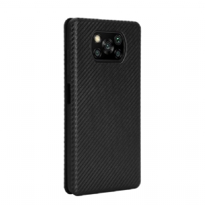 Flip Case Für Poco X3 / X3 Pro / X3 NFC Kohlefaser-effekt