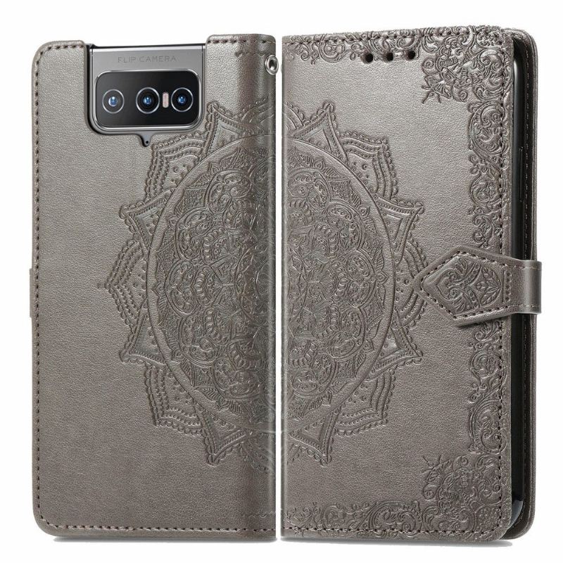 Lederhüllen Für Asus Zenfone 8 Flip Flip Case Mandala-relief Aus Kunstleder