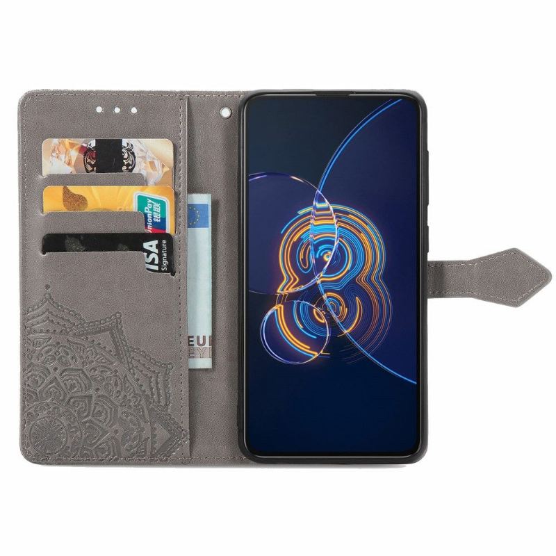 Lederhüllen Für Asus Zenfone 8 Flip Flip Case Mandala-relief Aus Kunstleder