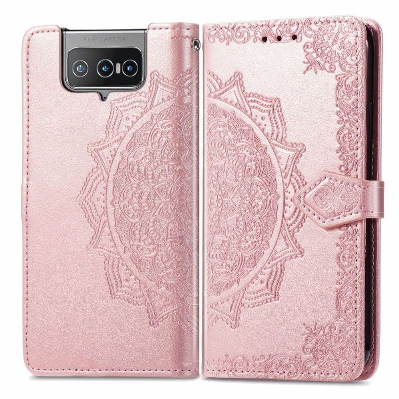 Lederhüllen Für Asus Zenfone 8 Flip Flip Case Mandala-relief Aus Kunstleder