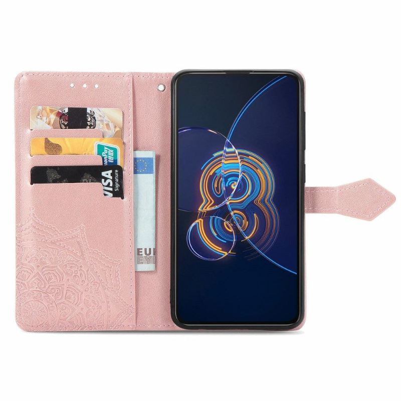 Lederhüllen Für Asus Zenfone 8 Flip Flip Case Mandala-relief Aus Kunstleder