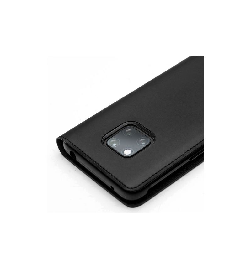 Flip Case Für Huawei Mate 20 Pro Klassisches Echtleder - Schwarz