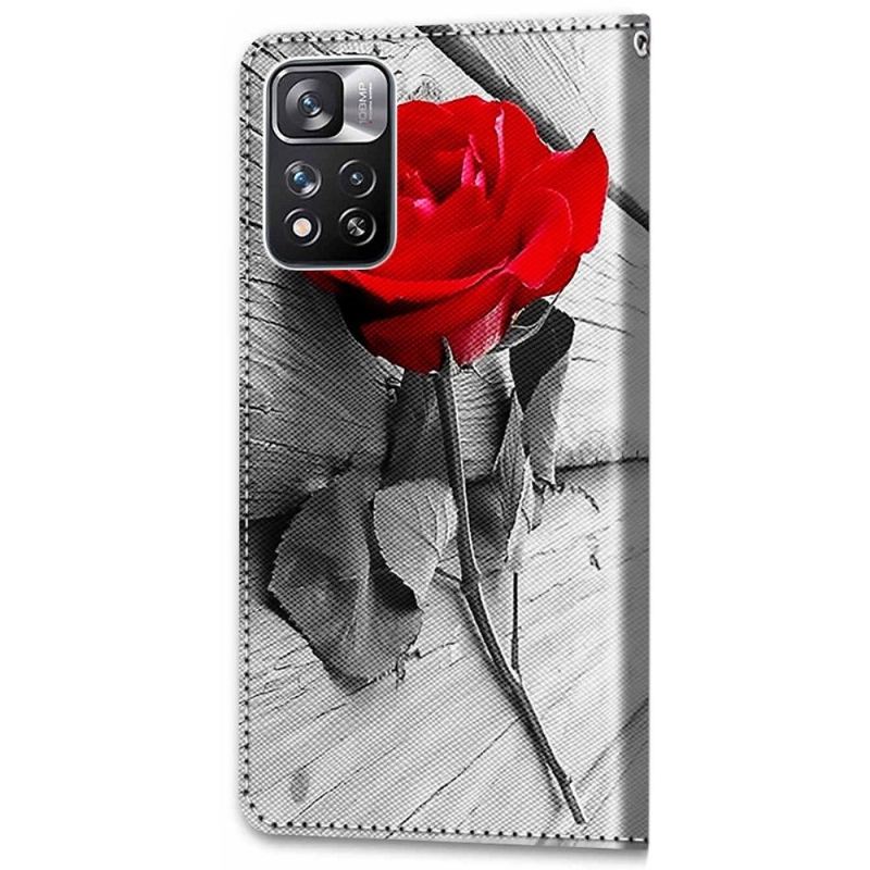 Flip Case Für Xiaomi Redmi Note 11 Pro Plus 5G Rosenrot