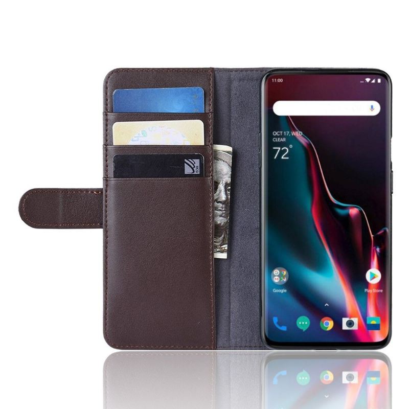 Case Für OnePlus 7 Pro Kartenetui Aus Premium-leder – Braun