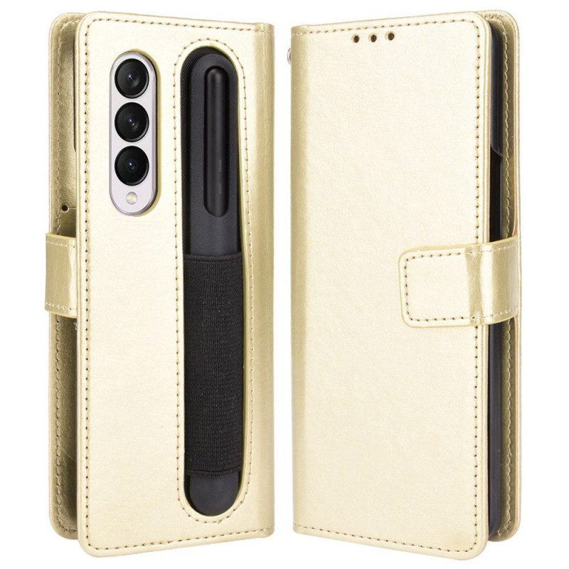 Flip Case Für Samsung Galaxy Z Fold 4 Mit Kordel Retro-business-riemchen