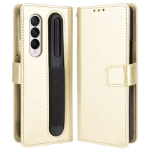 Flip Case Für Samsung Galaxy Z Fold 4 Mit Kordel Retro-business-riemchen