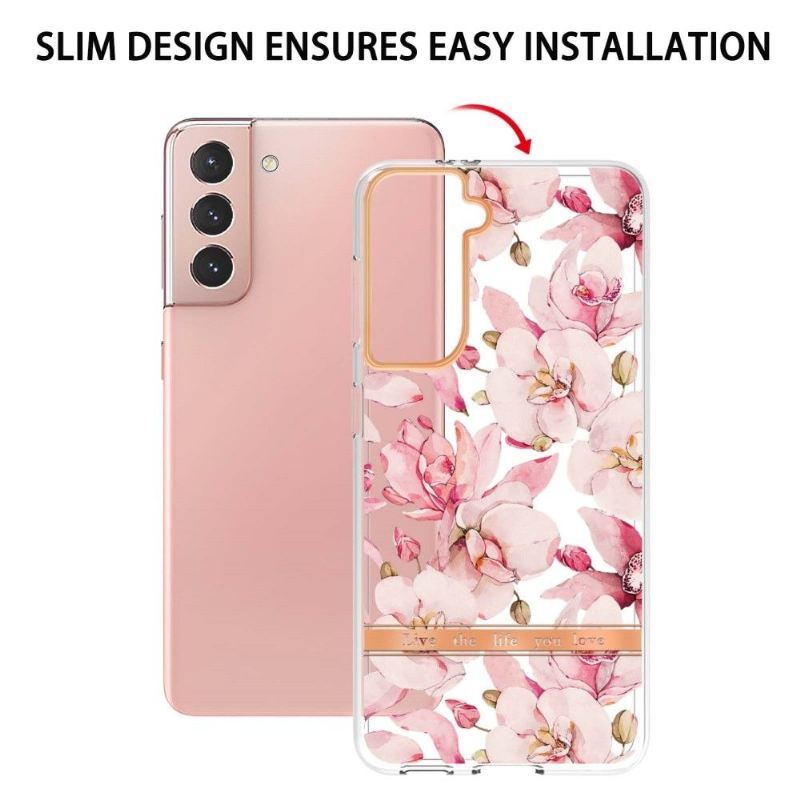 Handyhülle Für Samsung Galaxy S21 5G Schutzhülle Gardenie Rosa Blume