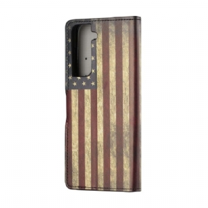 Lederhüllen Für Samsung Galaxy S21 5G Vintage Amerikanische Flagge