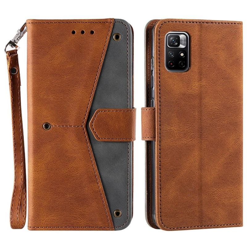 Flip Case Für Poco M4 Pro 5G Mit Kordel Flip Case Zweifarbiges Folio