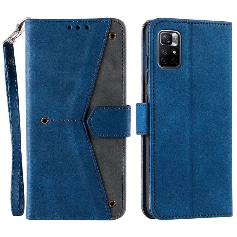 Flip Case Für Poco M4 Pro 5G Mit Kordel Flip Case Zweifarbiges Folio