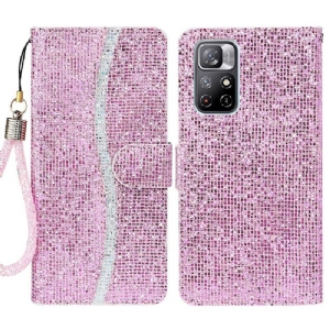 Lederhüllen Für Poco M4 Pro 5G Glitter-kartenhalter