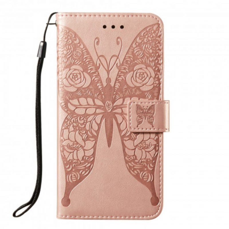 Flip Case Für Samsung Galaxy A52 4G / A52 5G / A52s 5G Schmetterlingsblumenmuster