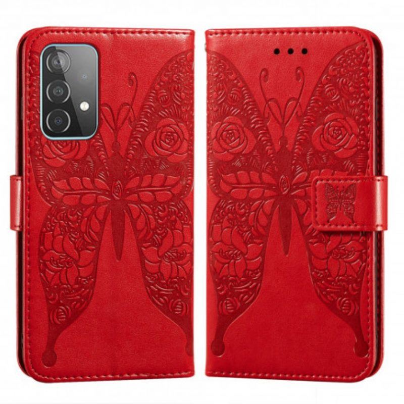 Flip Case Für Samsung Galaxy A52 4G / A52 5G / A52s 5G Schmetterlingsblumenmuster