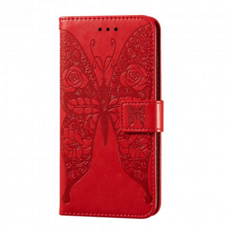 Flip Case Für Samsung Galaxy A52 4G / A52 5G / A52s 5G Schmetterlingsblumenmuster