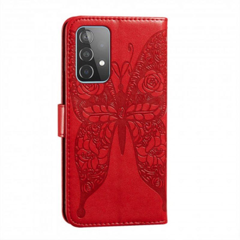 Flip Case Für Samsung Galaxy A52 4G / A52 5G / A52s 5G Schmetterlingsblumenmuster