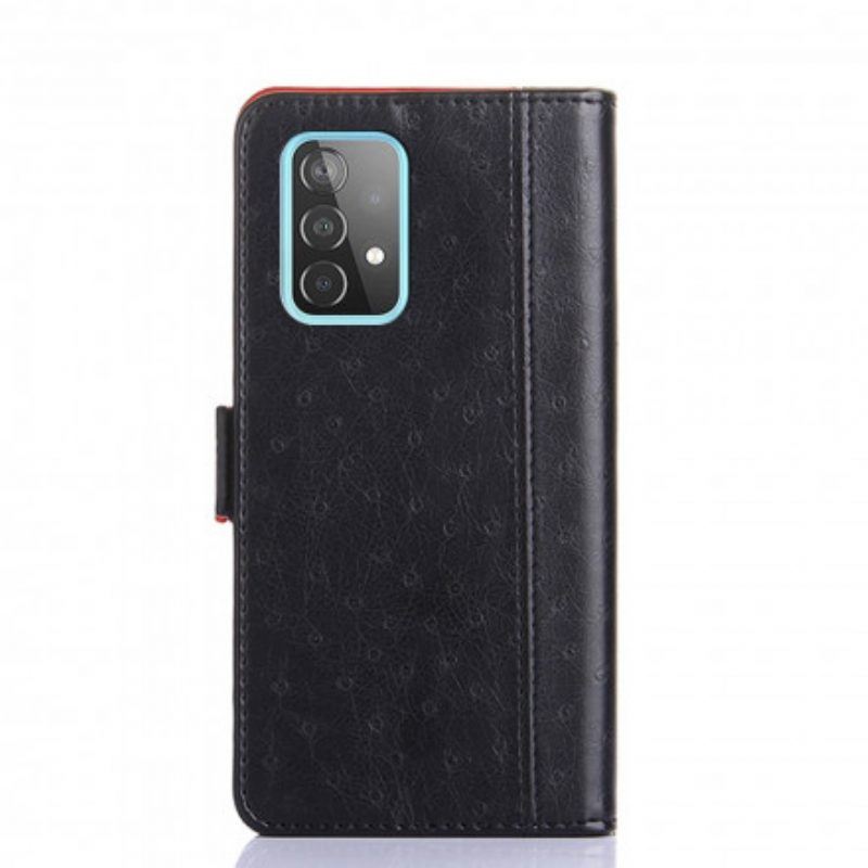 Flip Case Für Samsung Galaxy A52 4G / A52 5G / A52s 5G Zweifarbige Straußenhautstruktur