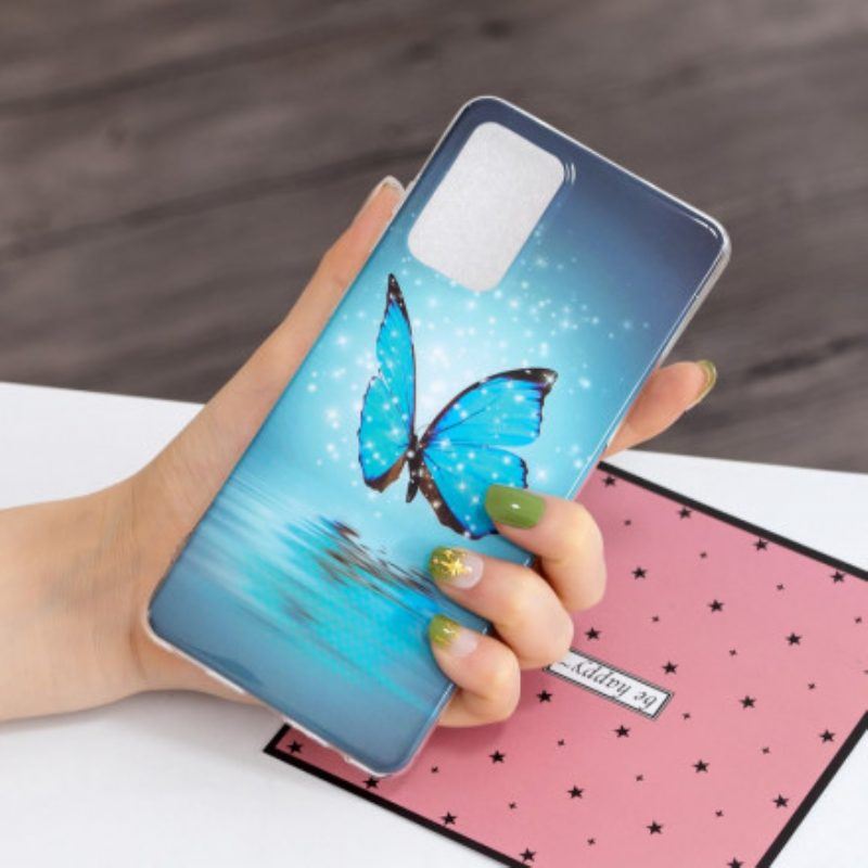 Hülle Für Samsung Galaxy A52 4G / A52 5G / A52s 5G Fluoreszierender Blauer Schmetterling