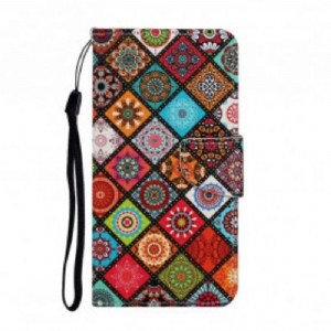 Lederhüllen Für Samsung Galaxy A52 4G / A52 5G / A52s 5G Patchwork-mandalas Mit Schlüsselband