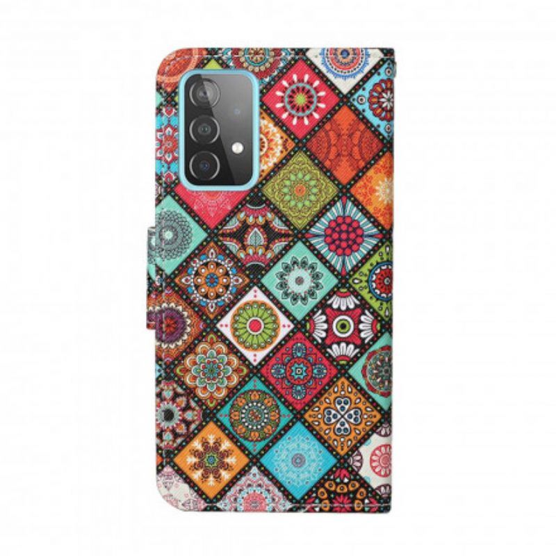 Lederhüllen Für Samsung Galaxy A52 4G / A52 5G / A52s 5G Patchwork-mandalas Mit Schlüsselband