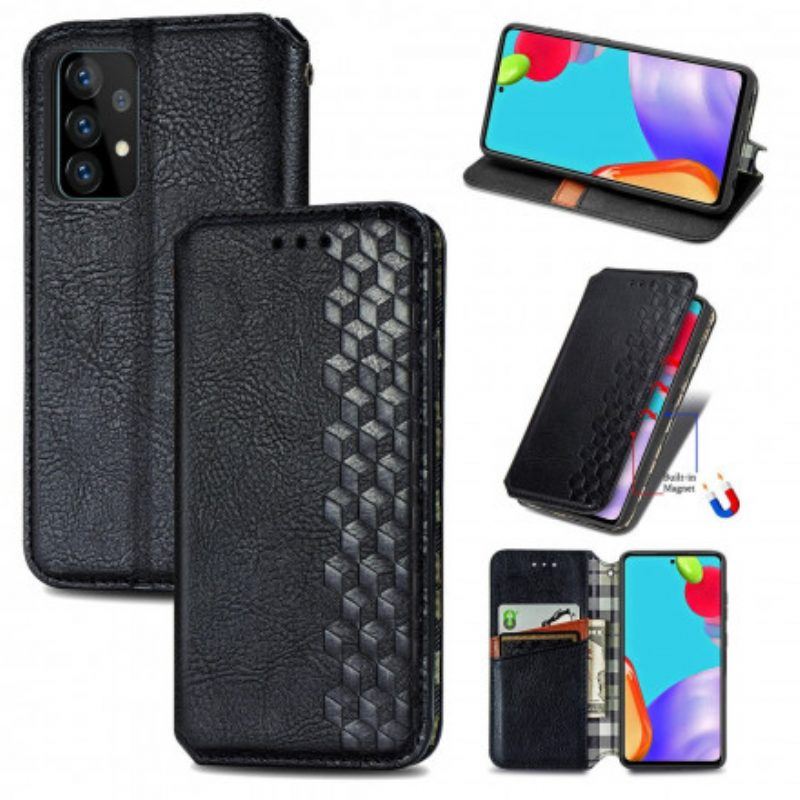 Schutzhülle Für Samsung Galaxy A52 4G / A52 5G / A52s 5G Flip Case Rautenstruktur In Lederoptik