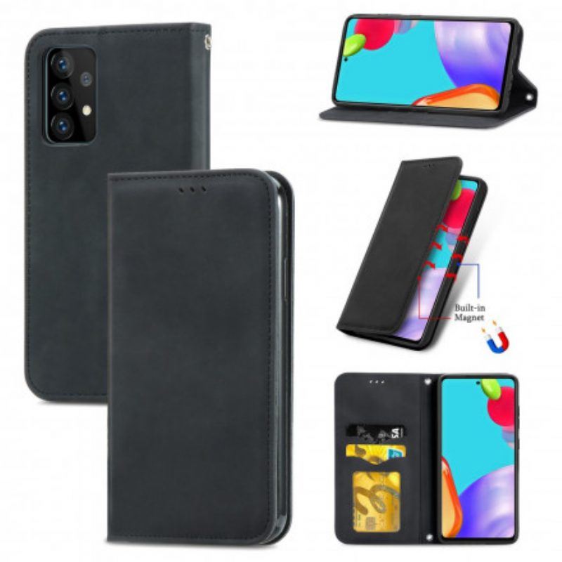 Schutzhülle Für Samsung Galaxy A52 4G / A52 5G / A52s 5G Flip Case Schicker Ledereffekt