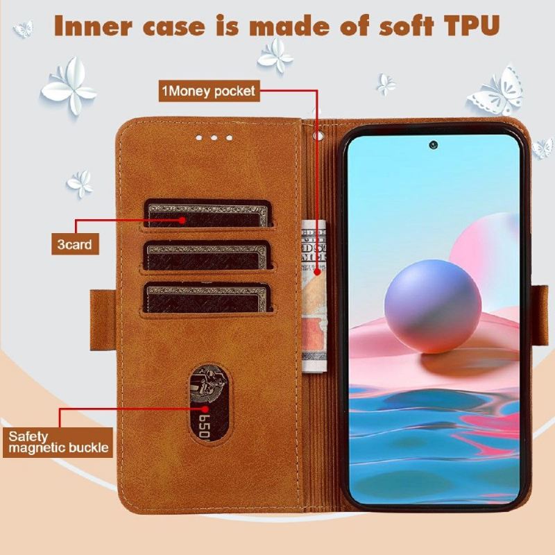 Flip Case Für Xiaomi Redmi 10 Katzenillustration In Lederoptik