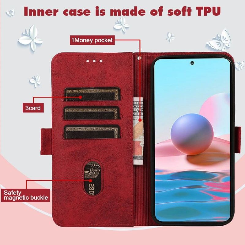 Flip Case Für Xiaomi Redmi 10 Katzenillustration In Lederoptik