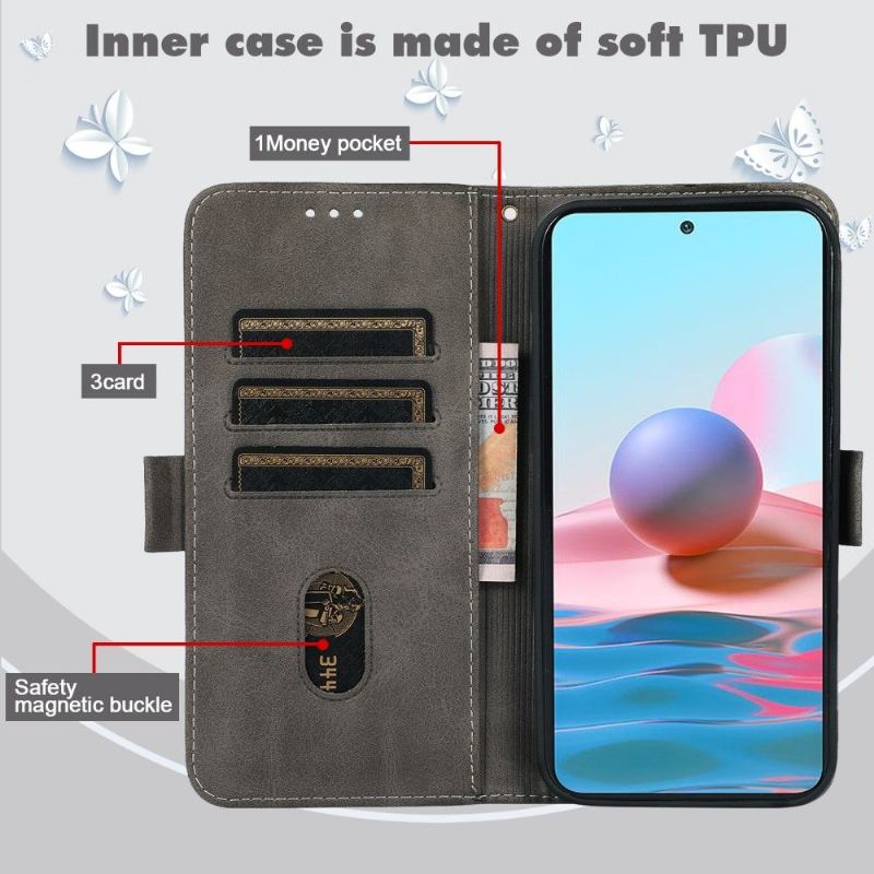 Flip Case Für Xiaomi Redmi 10 Katzenillustration In Lederoptik