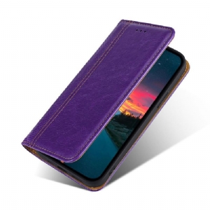 Lederhüllen Für Xiaomi Redmi 10 Flip Case Flip-folio-nähte